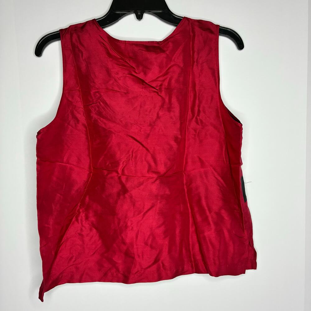 Erin London Petite 100% Silk Maroon Black Tank Top US Small Coquette Stripes - Picture 3 of 7